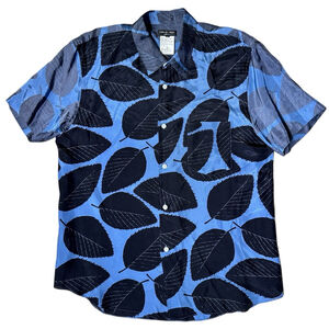 Commes des Garçon Homme Plus Mens Blue Leaf Button Down Collared Shirt Japan MED